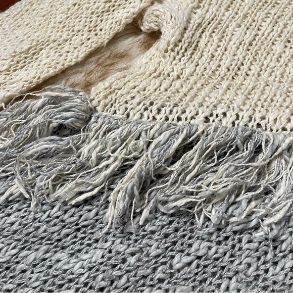 Karen Kane linen blend asymmetric fringe trim sweater - Picture 5 of 6